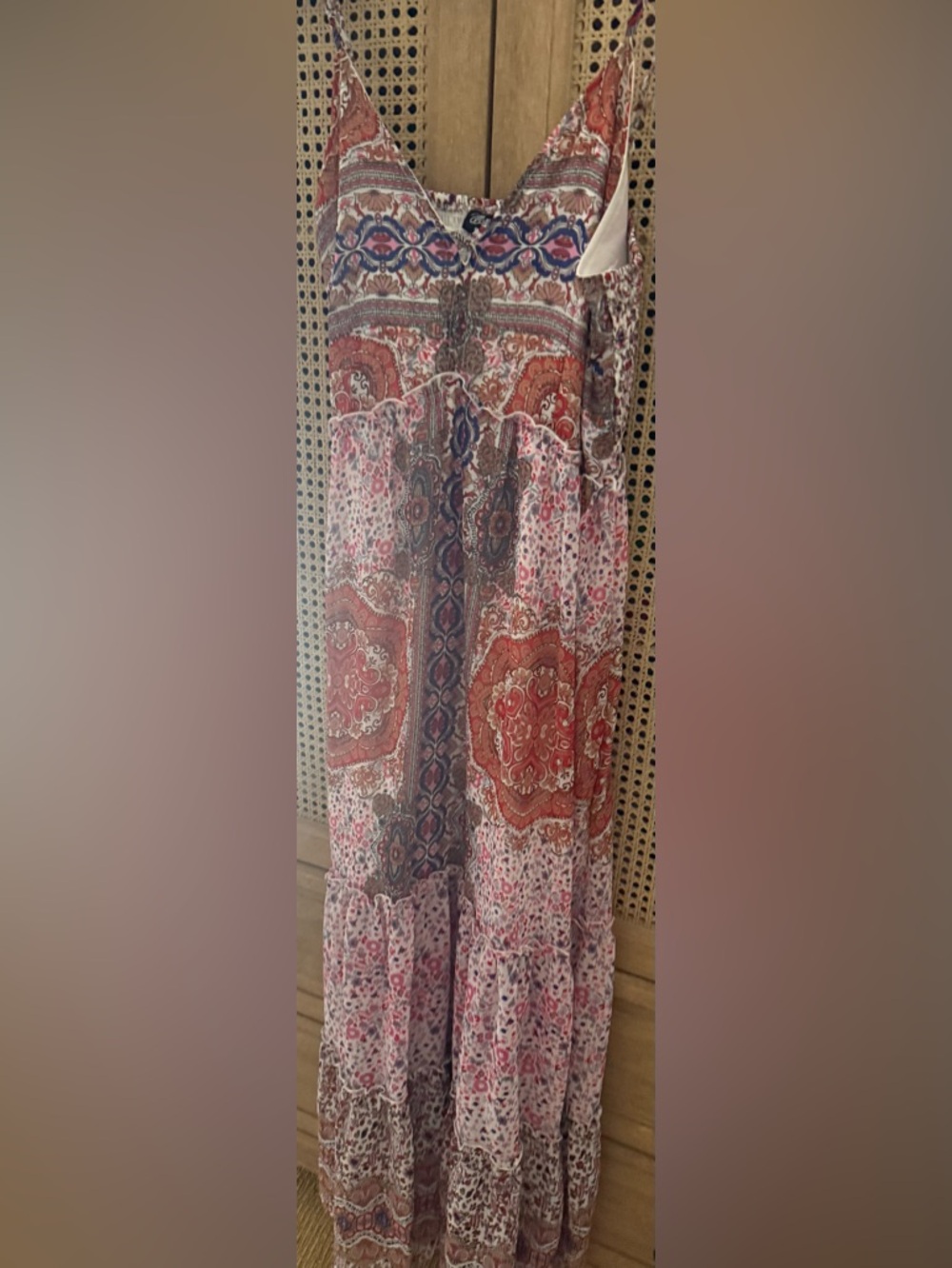 Bohemian Paisley Maxi Dress in Red and Blue